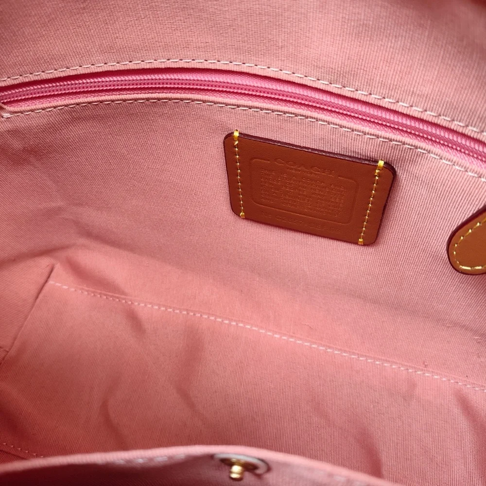 Coach Pink Signature Canvas Hobo with Gold-Tone Accents